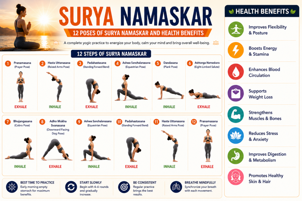 image-1024x683 Surya Namaskar - 12 poses of Surya Namaskar and its Benefits